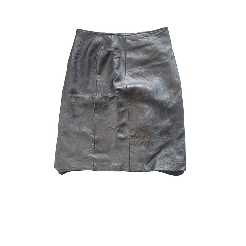 Croft & Barrow Leather Skirt Women's Black Midi Pencil High Waist Vintage 90s